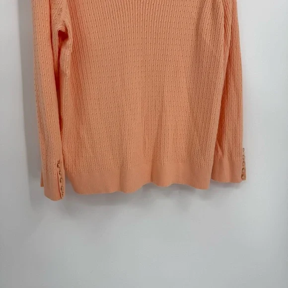 Lands End Cable Knit Sweater Womens Size 3X Long Sleeve V Neck cotton peach - Picture 5 of 9